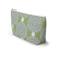 Lace Hexagon Accessory Pouch w T-bottom in Green